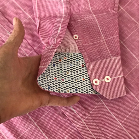 Bugatchi Mens Red White Dress Shirt - Picture 5 of 7